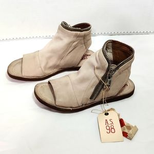 AS 98 size 36 (5.5-6) Ritchie Bone leather zip up sandals NEW